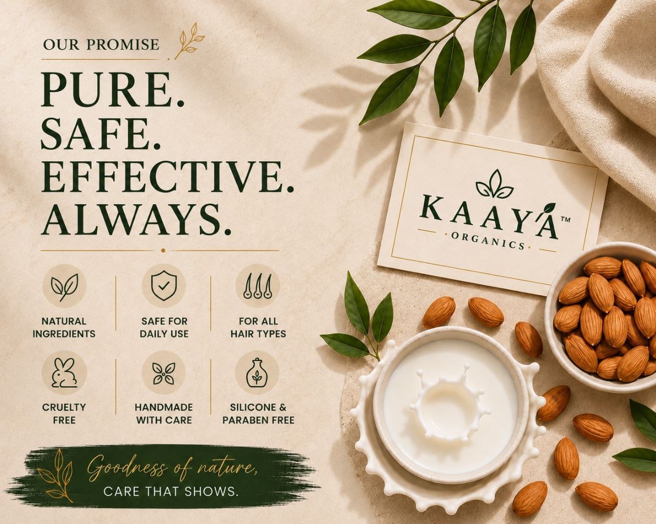 Almond Milk Shampoo By Kaaya Organics | Nourishing Hair Cleanser with Almond & Milk Extracts | Soft, Smooth & Shiny Hair | Suitable for Daily Use | 200ml